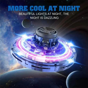 Magic UFO Flying Orb Ball Toy Rechargeable UFO Flying Spinner with Lights Mini Drone Aircraft Toy LED UFO Type Toy Kid Gift