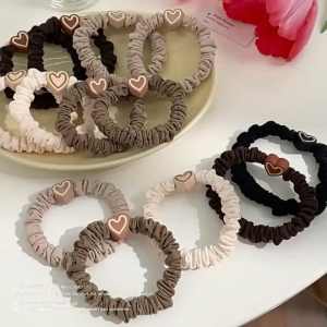 Pengikat Rambut Hati 💗 Heart Scrunchies Hair Tie Korean Fashion Soft Stretchy Strong Hold Women Hair Accessories
