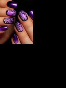 Medium Square Fake Nails for Women Girls Purple White Flowers Design for Spring Summer French Nail Tips Press On False Nail Art