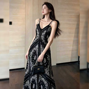 DANTING | Elegant Printed Maxi Dress Loose Fit Slimming French Luxury