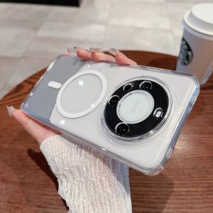 Huawei Mate60 pro New Model Magnetic Absorption Transparent Silicone Phone Case Full Cover Wireless Charging Protective Shell
