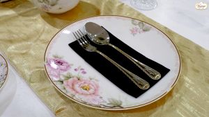 Vantage Stainless Steel  12pcs Stainless Cutlery Set with Gold Lining(Fork 6pcs + Spoon 6pcs)