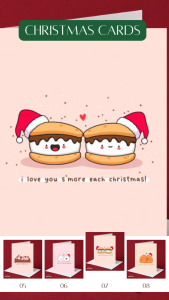 Christmas Love Card - I Love You Smore Each Christmas! | Smores Santa Hats Pink | A6