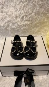 Sepatu Slip On Anak Perempuan Motif Mutiara dan Pita Elegan umur 3-10 tahun trendy