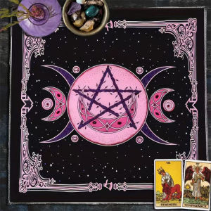 VIKAMA Yin Yang Wolf Triple Moon Pentacle Skull Rose Tarot Mat Divination Cloth Witchcraft Wiccan Gothic Decor