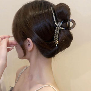 Korean Style Large Size Full Drill Wheat Ear Hair Clip Shark Clamp Headwear Accessory Elegant And Fashionable Hair Grips