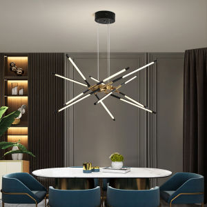 Modern Simple Dimmable 80CM LED Pendant Light DIY Adjustable Pendant Light Black Gold Gloss Living Room Kitchen Pendant Light Hanging Light Fixture Three Colors with Remote Control