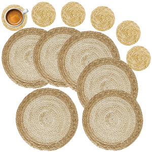 ชุด 6 รอบทอ Placemats 30 ซม.ผักตบชวาธรรมชาติ Place Mats ถักฟางตารางสําหรับโต๊ะรับประทานอาหารงานแต่งงานห้องครัว