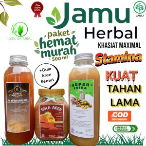 Paket kumplit hemat 500 ml HERBAL alami pria(KUPER EXTRA KUDA LAUT Jamu+SARIPATI PINANG ORI+GULA AREN SEMUT)