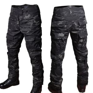 Black Camo Training Set Mens Half Zip Combat Tops Waterproof Tactical Suit Elastic Multiple Pockets Quick Drying 3-pcs