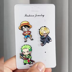 Bandai | 6pcs ONE PIECE Cute Cartoon Character Brooches Set Q Version Including Monkey D. Luffy Roronoa Zoro Sanji Brook Gift for Friends