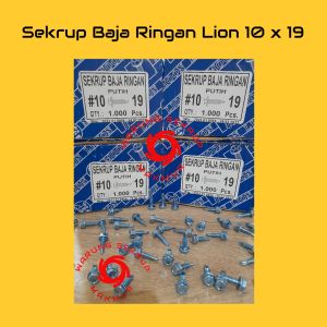 (100 pcs) Skrup / Sekrup Baja Ringan LION 10 x 19
