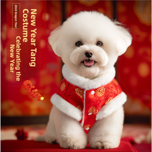 MONLEYTA | Thickened Wedding Clothes For Dogs Teddy Bichon New Year Celebration Cat Hanfu Pet Traditional Chinese Costume Autumn Winter