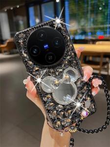 Luxury Rhinestone Full Cover Mirror Phone Case for VivoX100 iQOOZ9Turbo Cartoon iQOONeo10 Anti-Fall Protection Shell