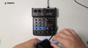 AUDIO ELEMENT 4 Channel mini DJ Audio Sound Mixer Interface with MP3、 USB Bluetooth  Stereo Recording 48V Phantom Power 24 DSP for karaoke performance church singing 、 podcas streaming