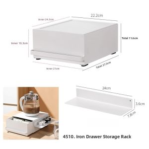 Modern Simplicity Iron Art Kitchen Coffee Maker Storage Rack Bar Desktop Cup Holder Drawer under Shelf Countertop Organizer