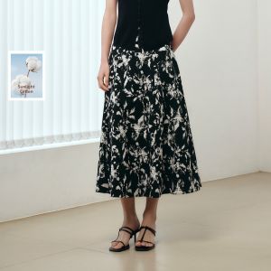3COLOUR·S | Summer High Waist A-line Flowy Floral Skirt
