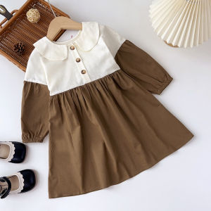 Bear Leader Dress for Kids Girls Long Sleeves Patchwork Autumn Clothes Baby Girl Casual Clothing Outfits Childrens Cotton Dresses 3 to 7 Years