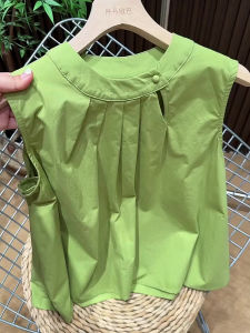 PAIBOLI | Large Size Fashionable Mint Green Sleeveless Womens T-Shirt Summer Top Thin Wave Style New Chinese Style Vest T-Shirt