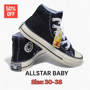 PROMO SEPATU SEKOLAH ALLSTAR TINGGI HITAM / SEPATU ANAK / SEPATU BABY 70S HI PREMIUM