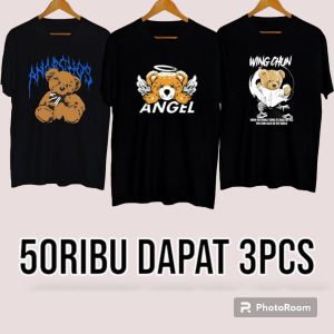 kaos motif boneka 50ribu dapat 3pcs bisa bayar ditempat