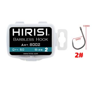 Hirisi 50 Chiếc Móc Câu Cá Thép Không Gỉ Cao Cấp Phủ PTFE Không Gai 8002 Phụ Kiện Câu Cá