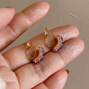 Drunk Sparkling Purple Vintage Mosquito Coil Tray Earrings Womens Fashion Spring Summer Geometric Shape Alloy Gemstone Ear Jewelry