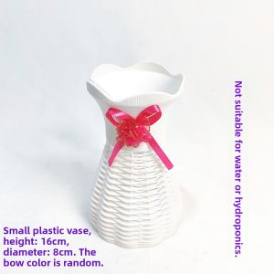 Rattan Woven Iron Art Simple Ceramic Imitation Flower Vase Living Room Stand Flower Insertion Large Resin Nordic Decoration Flower Pot Ornament