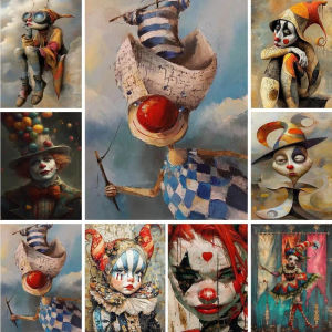 Oil Painting By Numbers Paint Kit Picture Paint Cartoon Clowns Handmade on Canvas Gift for Adult Hand Digital Painting Set