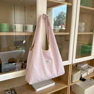 Korean Style Commuter Tote Bag Lazy Versatile Single Shoulder Bag for Women College Students Class Bag Large Capacity Nylon Material