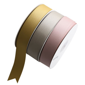 Matte Cotton Polyester Ribbon 2.5cm Double-Sided Weaving High-End Floral Hair Accessories Gift Packaging Headwear Accessories