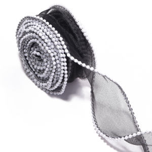 5yards/roll 4cm Pearl Edge Organza Ribbon Wave Silk Lace Children Hair Accessories Lolita Handmade Gift Box Wedding Decoration
