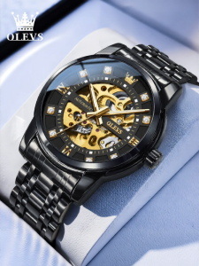 OLEVS | Mens Mechanical Automatic Skeleton Fashion Night Light Water Resistant Watch