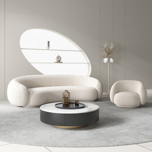 Modern Minimalist Nordic Style Sofa Set with Lamb Velvet Coffee Table Designer Arcual Luxury Living Room Furniture Combo