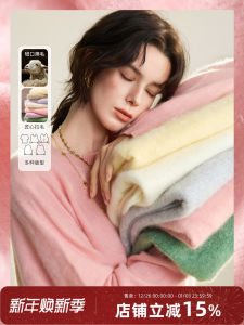 Womens Knitted Furry Pulling Sweater Soft Wool Cashmere Inner Wear Base Layer Cardigan Winter Regular Fit round Neck Button up