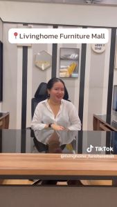 Livinghome FurnitureMall โต๊ะทำงานผู้บริหาร 180 cm. + โต๊ะข้าง โต๊ะทำงานท็อปกระจก รุ่น ROCCO