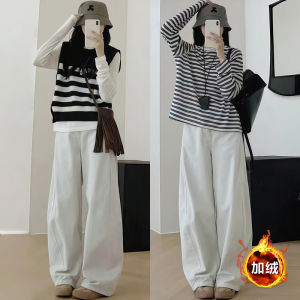 Womens Wide Leg Jeans High Waist Loose Fit White Denim Pants for Pear Shaped Body plus Size Straight Cut Trousers