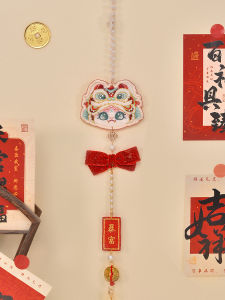 Original Embroidery New Year Hanfu Accessory Red Decorative Hanging Piece Horse Tailed Skirt Pin Traditional Chinese Costume Part