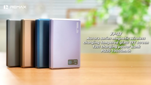Remax FP-37 10000 mAh 15-20W Power Bank Wireless Magnetic Dual Materials of Tempered Glass and Metal Texture