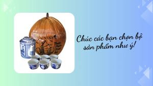Bộ bình ủ trà trái dừa khắc chữ "Thuận buồm xuôi gió" / Bình trà 04 - 09 lít / Giữ ấm từ 3 - 6 giờ / Sản phẩm sản xuất thủ công tại Bến Tre
