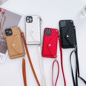 Casing For Samsung With Diagonal Strap Lanyard Cards Slot Case Protective Case Leather Case With Card holder Wallet Bag Cover With Rope Sling For Samsung Galaxy S23 Ultra S24 Ultra S23 Plus S22 Ultra S21 FE S20 FE S21 Plus Note10 Plus Note20 Ultra Cases