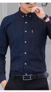 New style Cotton Striped Long sleeves Shirts Fashion Business Lapel Top