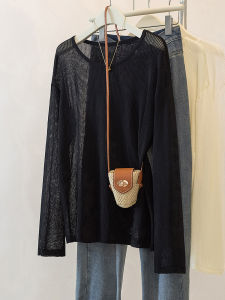 เสื้อสเวตเตอร์ถักแขนยาวสีดำ ทรงหลวม ทรงสลิมฟิต ทรงเกาหลี ผ้าฝ้ายผสมโพลีเอสเตอร์ ปกโปโล ปกโปโล ฤดูใบไม้ผลิและฤดูใบไม้ร่วง