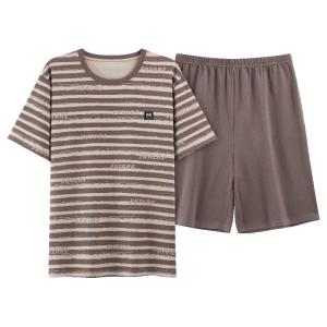 MiiOW | ชุดนอนผ้าไหมน้ำแข็งสำหรับผู้ชาย แขนสั้น กางเกงขาสั้น บาง ระบายอากาศได้ดี ระดับไฮเอนด์ ใส่กลางแจ้งได้ เสื้อผ้าใส่อยู่บ้าน