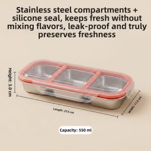 WODEBAIHUI | Leak-proof Stainless Steel Compartment Lunch Box