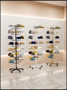 Ready✅ Hook Hat Stand Display Wheels Stand Gantung Topi Cap Rack Rak Coat Standing Penyangkut Shelf Shelving Storage