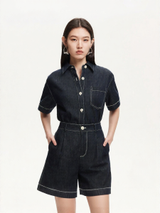 Vero Moda | Áo Jeans Cotton Thời Trang Mùa Hè Có Đường Kim Tắc Trang Trí