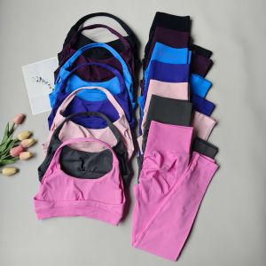 2PCS Seamless Legging Sets for Women High Waist Sports Bra And Leggings Sports Set Fitness Running Pants Gym Suit Pilates Wear