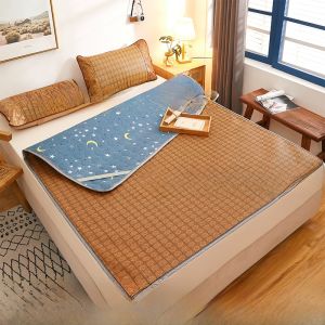 Double-Sided Folding Ice Silk Matress Pad Twin Size Student Dormitory Bedding Set Comfortable Breathable Soft Vine Rattan Mat
