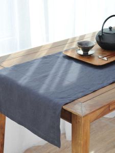 Simple Red Linen Table Flag Grey Orange Tablecloth Restaurant Soft Decoration Country Style Dining Table Cloth Pure Color